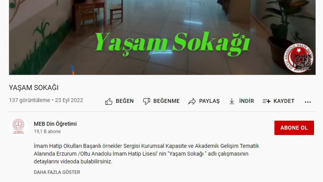 Oltu Anadolu İmam Hatip Lisesi Proje Videoları ''Başarılı Örnekler Sergisi'' Arasında
